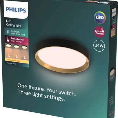 Plafoniera LED Philips Hanno 24W 2700lm 2700K Ø384mm nero/oro 