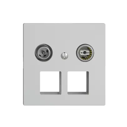 Prise multimédia 19dB Edue F, prise de passage, pour 2×RJ45 Keystone, gris clair 