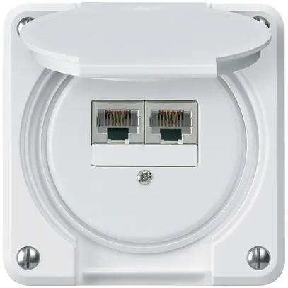 Scatola di raccordo INC robusto IP55 bianco 2×RJ45/s CUC separate 