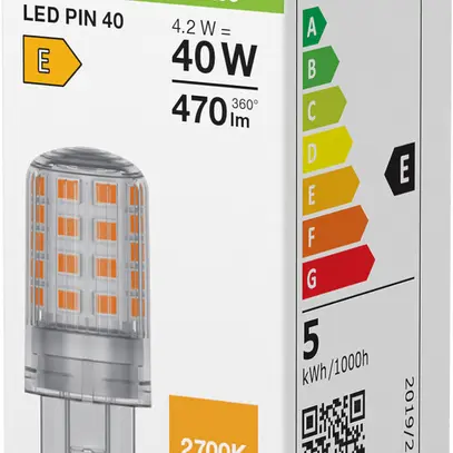 Lampada LED LEDVANCE PIN G9 4.2W 470lm 2700K Ø18×49mm chiaro 