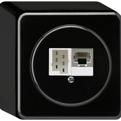 Scatola di raccordo AP basico 1×RJ45s+1×TT83 nero 