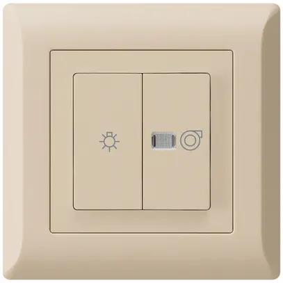 Interruttore luminoso INC kallysto.line beige 1/1L simbolo illumin.+ventilazione 