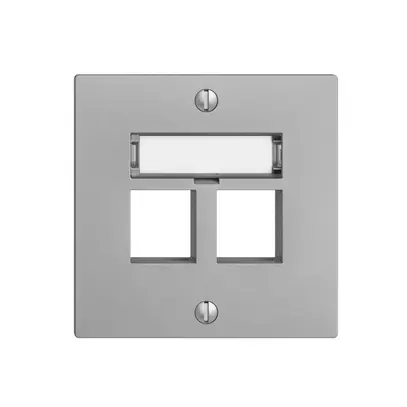Kit montaggio EDIZIOdue F, uscita dritta, per 2×Keystone, silver 