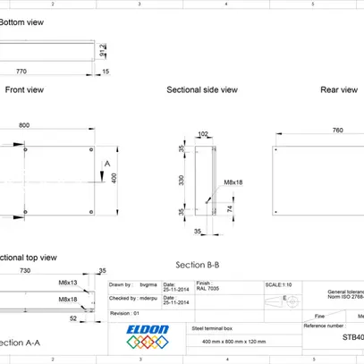 Scatola di raccordo nVent HOFFMAN STB 800×400×120mm IP66 grigio 