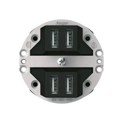 Intérieur pour prise 4×USB Hager montage E 2400mA 