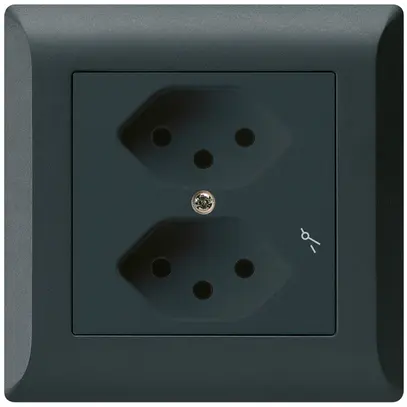 Presa INC kallysto.line 2×T13/1 nero con protezione bambini 