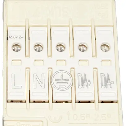 Morsetto di connessione 5P 0.5…2.5mm² staffa messa a terra iscrizione bi 