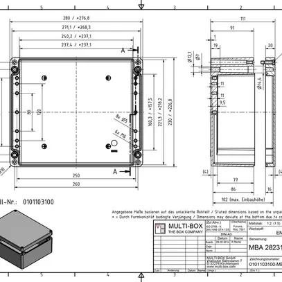 Scatola alluminio SWIB ENSTO AG 230×280×110mm IP66 grigio 