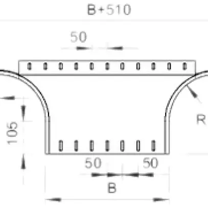 Raccord en T adossable 110×550mm OBO zingué à chaud par immersion 