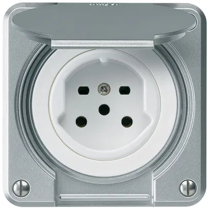 Prise ENC HA robusto type 15 avec bornes enfichables avec couvercle aluminium 