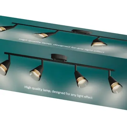 Spot Philips Cleft GU10 4×5W 694×152mm nero 