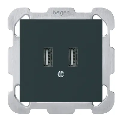 Prise de charge USB ENC Hager kallysto B 240V 2400mA noir 