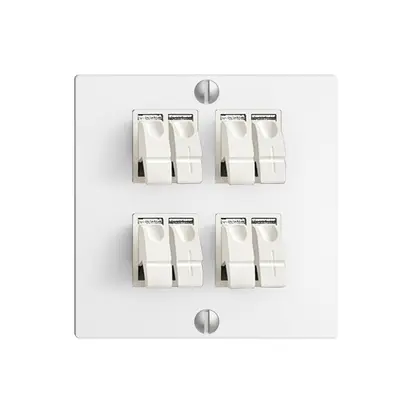 Prise audio EDIZIOdue F 4×blanc borne à étrier pour 4 haut-parleurs 