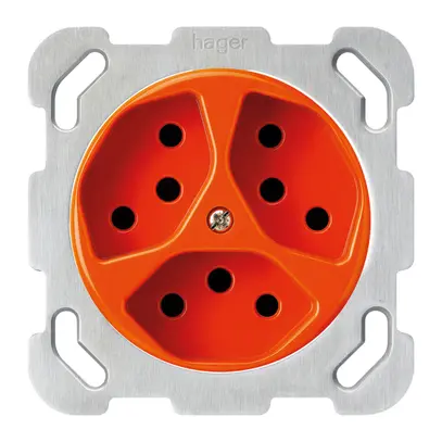 Insert pour prise ENC basico 3×type 13 avec plaque de fixation orange 
