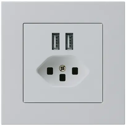 Presa INC 2×USB & T23 kallysto.pro 2400mA grigio chiaro 