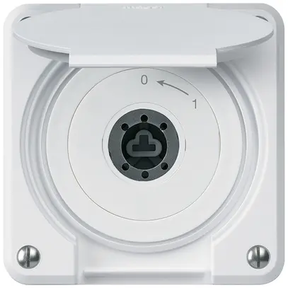 Contact pivotant à clé ENC robusto IP55 blanc avec clapet sans cylindre 1P 