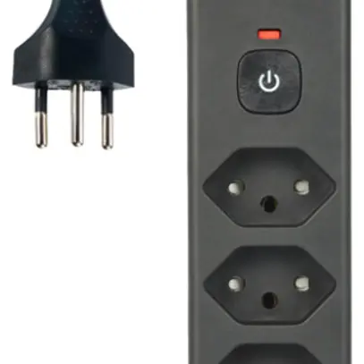 Presa multipla Re:Life 10A con interruttore ACC/CHIUS 3×T13 3×USB 1.8m nero 