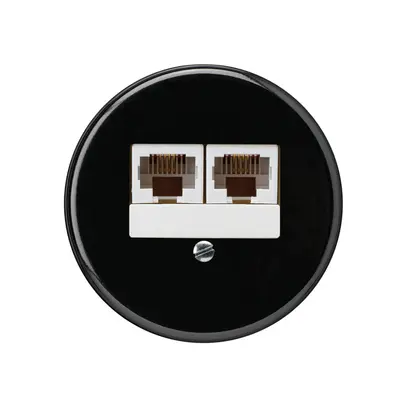 Inserto per scatola INC basico 2×RJ45u parallelo nero 