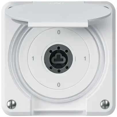 Interruttore a chiave INC robusto IP55 con copertura senza cilindro S0/2P bianco 