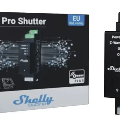Actionneur de jalousie RF AMD Shelly Wave Pro Shutter Z-Wave 2 16A AC 2×entr 1UM 