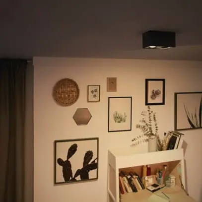 Spot LED Philips WarmGlow 9W 1000lm 2200…2700K 40° 206×102mm noir 2×Spot 