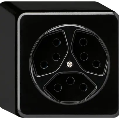 Prise AP basico 3×type 13/1 noir h=54mm 