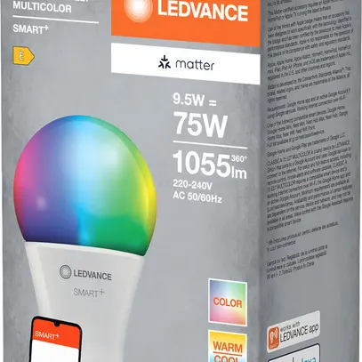 LED-Lampe LEDVANCE SMART+ MATTER E27 9.5W 1055lm RGBW WiFi Ø60×112mm Typ A mt 
