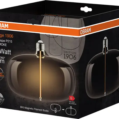 LED-Lampe Osram Vintage 1906 E27 4W 60lm 818 DIM Ø215×165mm Rauch 