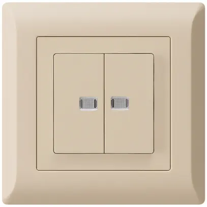 Contact à poussoir lumineux ENC kallysto.line 2×A-R/1P avec 2 lentilles beige 