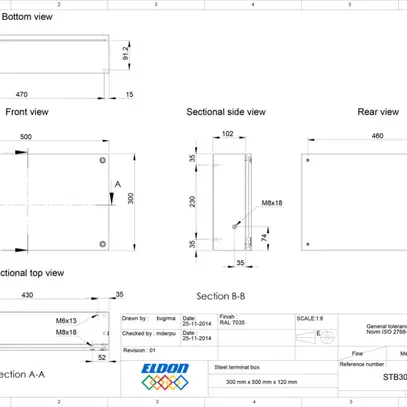 Boîtier de raccordement nVent HOFFMAN STB 500×300×120mm IP66 gris 