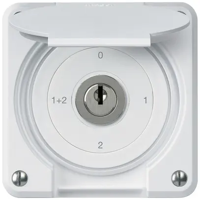 UP-Schlüsselschalter robusto IP55 mit Klappdeckel S1/1P weiss 