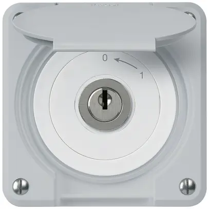 Contact pivotant à clé ENC robusto IP55 gris avec clapet 1P pour combinaison 