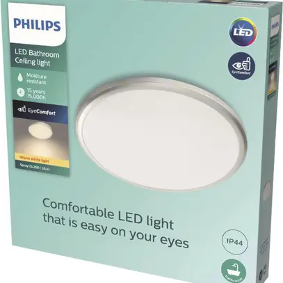 LED-Deckenleuchte Philips Spray 17W 1500lm 2700K IP44 Ø347mm Silber 
