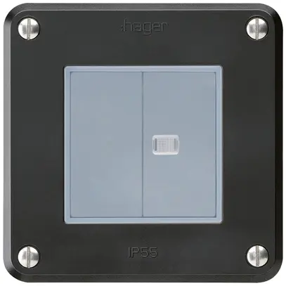 Interruttore INC robusto IP55 schema 3/contatto a pulsante 1×illuminato nero 