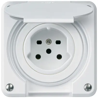 Prise ENC HA robusto type 15 avec bornes enfichables avec couvercle blanc 