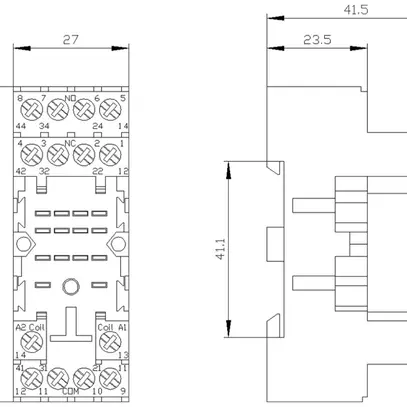 Base relè Siemens LZS:PT78740 DIN 35mm raccordo a vite 74×27×41.5mm 