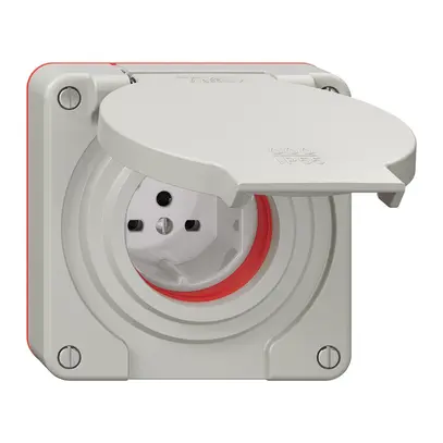 Prise NEVO N.CO 1×T15, IP55 d'après SN 441011, a.joint rouge, gris clair 