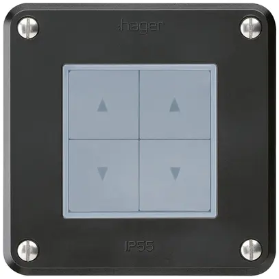Pulsante per tapparelle INC robusto IP55 nero con 4 tasti di comando 