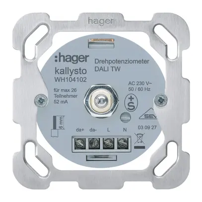Inserto per potenziometro di potenza DALI TW Hager con placca di fissaggio 