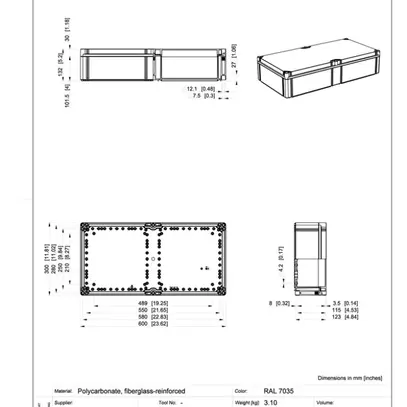 Scatola per apparecchio CUBO O 300×600×130 