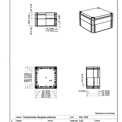 Scatola d'apparecchi RW CUBO O 300×300×180mm OPCP G OHI CP 1H grigio 
