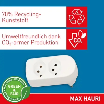 Fiche multiple MAX HAURI ADAPT SPLIT 10A 2×T13 blanc 