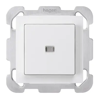 Interruttore pulsante luminoso INC kallysto 6/1P bianco con piastra di fissaggio 