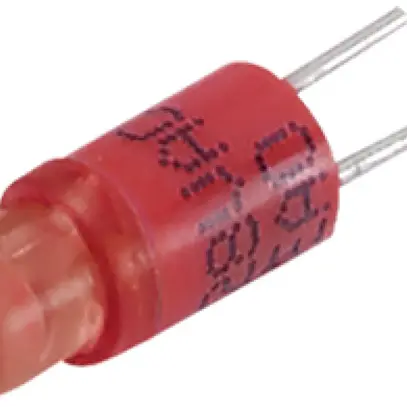 LED single EAO T1 Bi-Pin 28VAC/DC, 5mA/9mA, rosso 