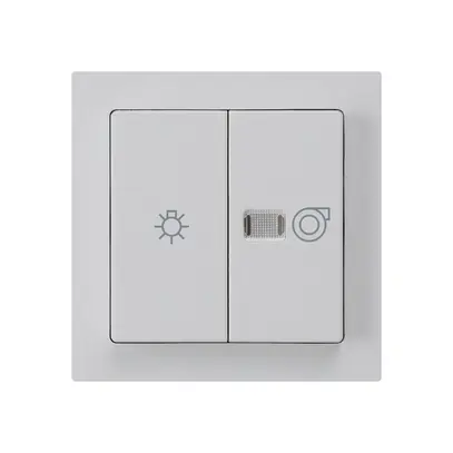 Interruttore luminoso kallysto 1/1L grigio chiaro c.simbolo illuminaz.+ventilaz. 