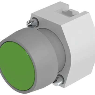 Pulsante INS EAO04 04 Ø29mm verde anello grigio, IP65 