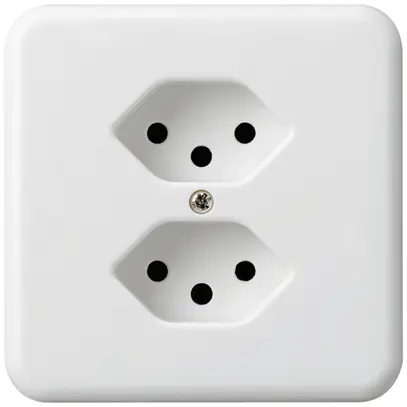 Presa INC Hager basico 2×tipo 13 con protezione bambini bianco 
