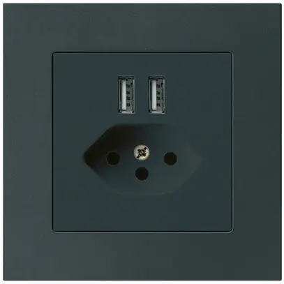 Prise ENC 2×USB & T13 kallysto.pro 2400mA noir 