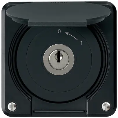 Contact pivotant à clé ENC robusto IP55 noir avec clapet sans cylindre 1P 