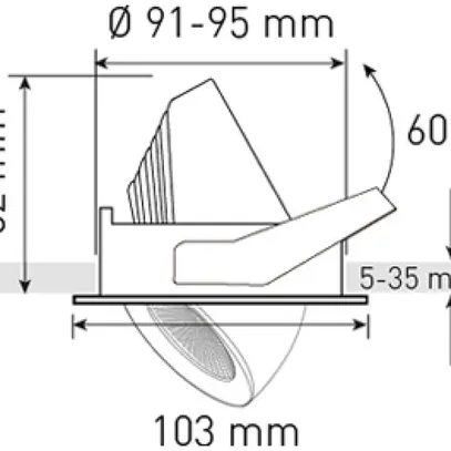 Spot LED INS MAX HAURI TURN 10.5W 3000K 960lm foro Ø91mm 50° nero 